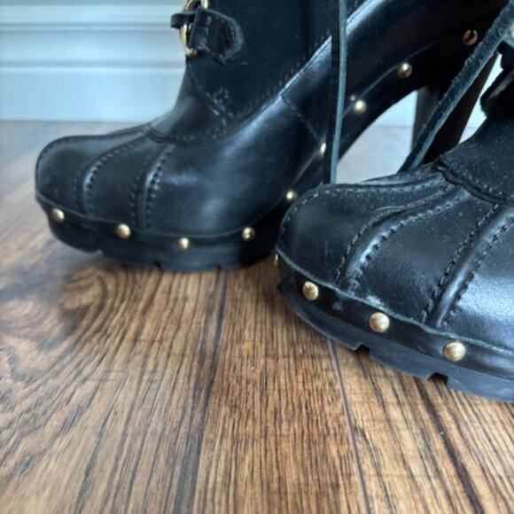 Michael Kors Black leather shearling lined heeled boots - Picture 8 of 10